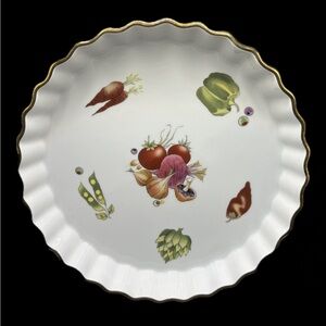 Lourioux Le Faune France Vintage Porcelain Quiche Dish, Cookware Tableware